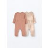 Pack 2 pigiami interi in puro cotone fleece neonato (Velikost 1-3 měsíců (56 cm), Barva Béžová)