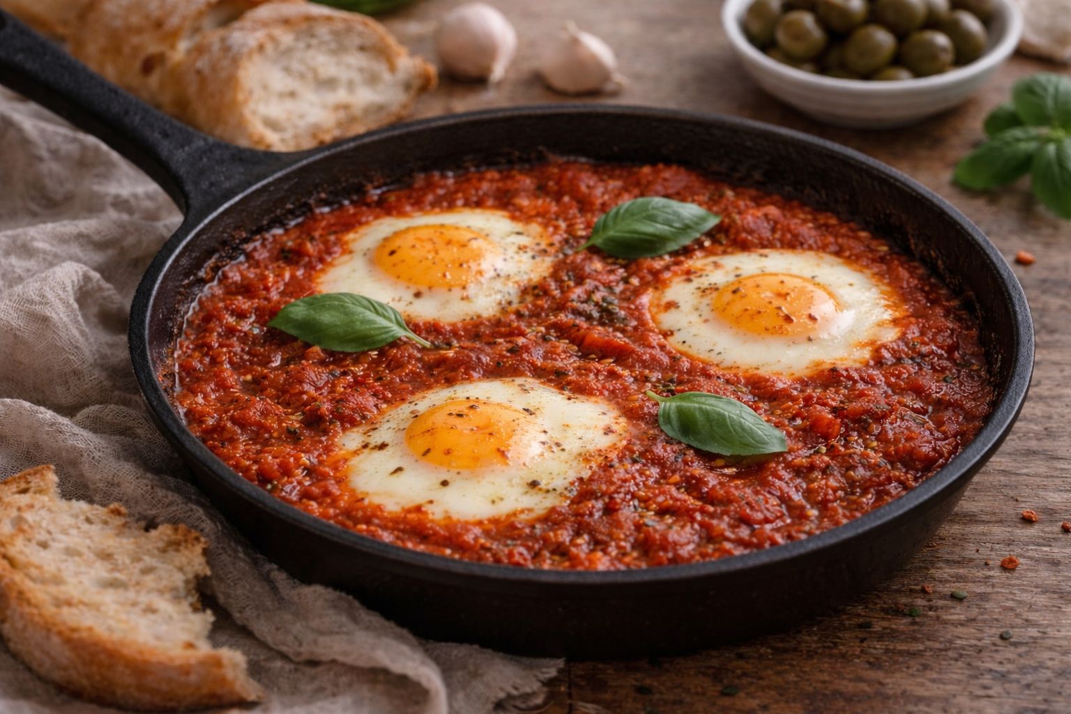 Uova al Purgatorio - vejce v rajčatové omáčce