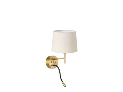 Nástěnné svítidlo SET UP + LED světlo, 16cm (Barva stínidla šedá, Montura mosaz)