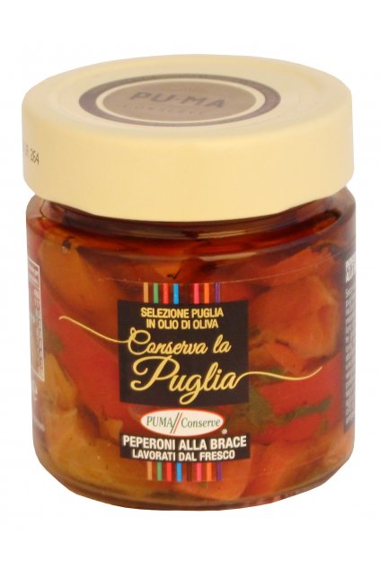 Grilované  papriky v olivovém oleji (Peperoni alla Brace in olio d´oliva) 240g