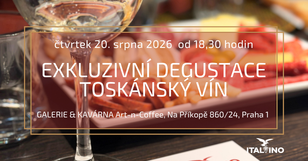 Degustace toskánských vín 20. srpna 2026 v Art-n-Coffee