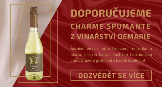 Víno na měsíc červen šumivé bílé víno Charme Spumante z vinařství Demarie