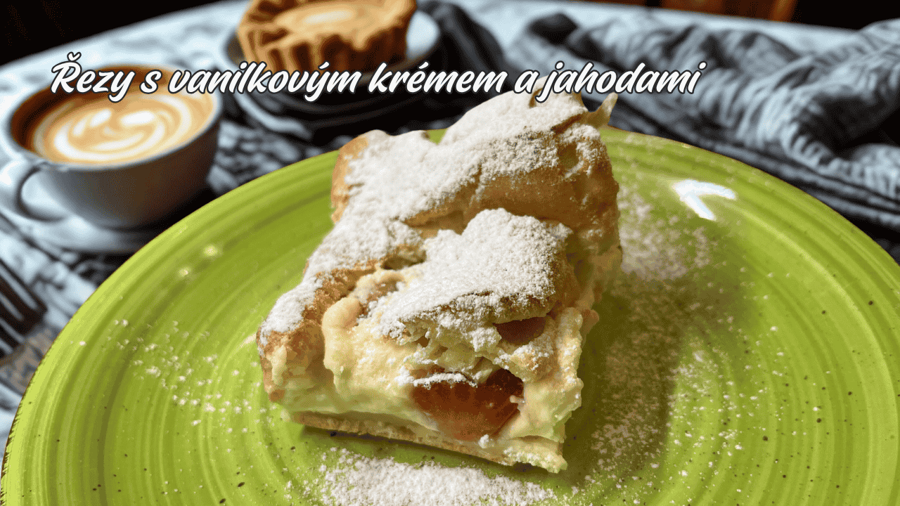Řezy s vanilkovým krémem a jahodami