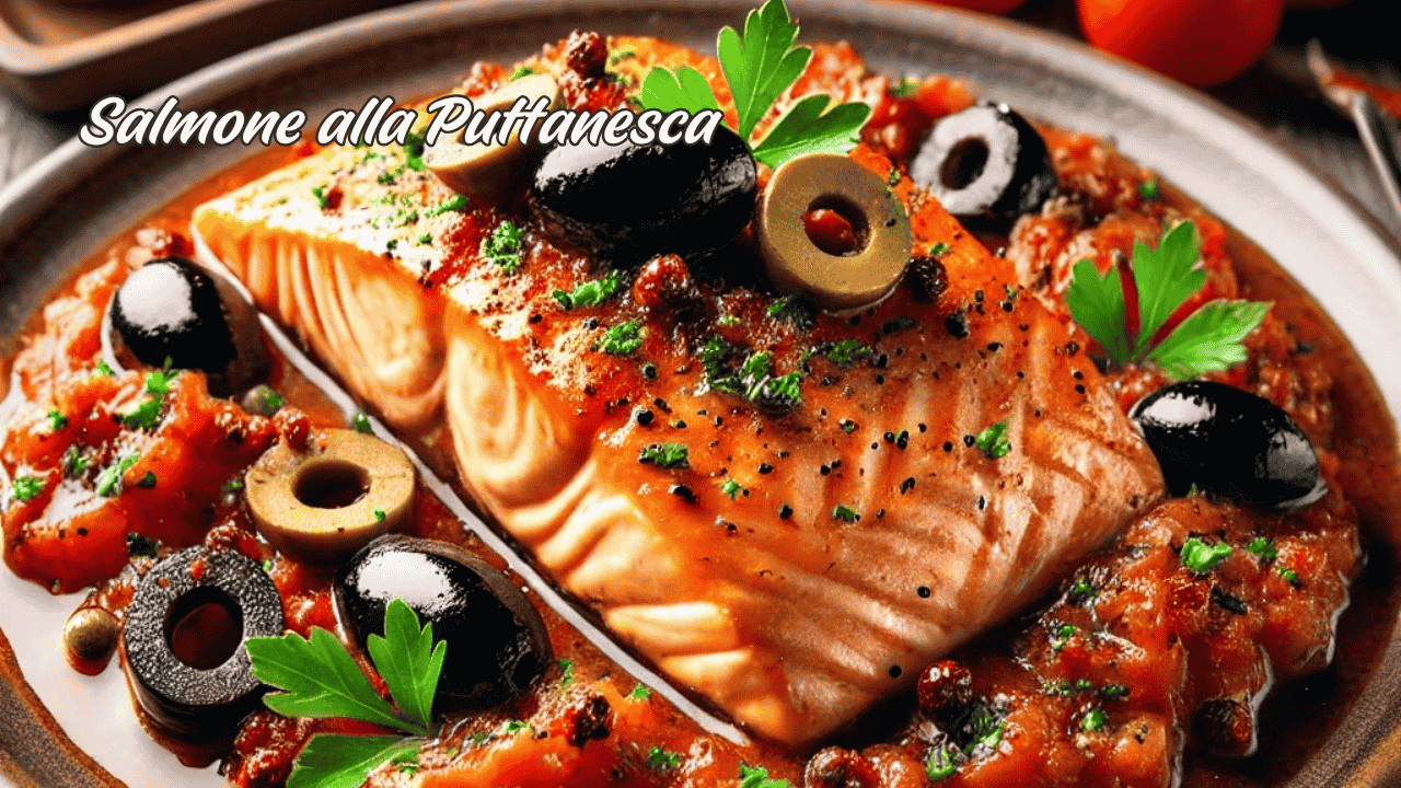Losos s rajčaty a olivami (Salmone alla Puttanesca)