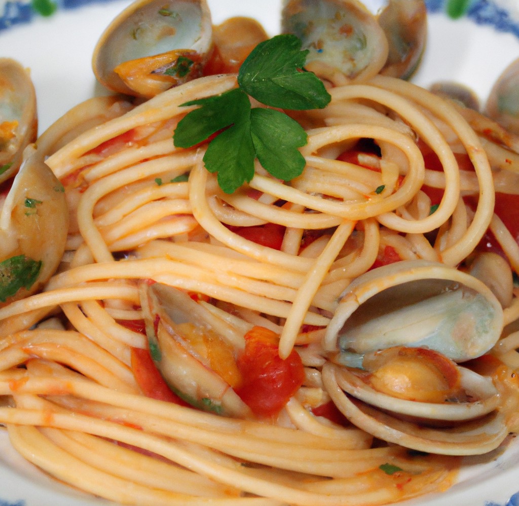 Spaghetti alle vongole con il pomodore