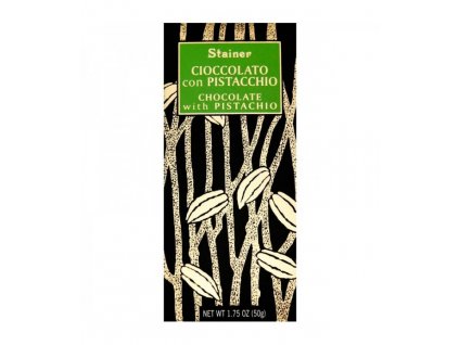 Stainer čokoláda bílá 32% s pistáciemi (con pistacchio) 50g