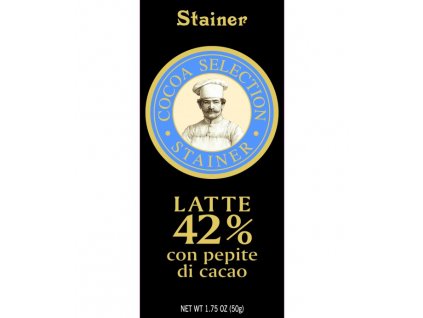 Stainer čokoláda mléčná 42% s kakaovými nugetkami (con pepito di cacao) 50g