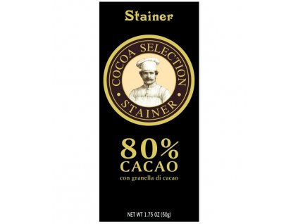 Stainer čokoláda hořká 80% s kakaovými boby(con pepito di cacao) 50g