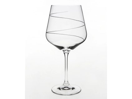 Bohemia Crystal ručně broušená sklenice na červené víno Sandra (motiv spirála) 570ml