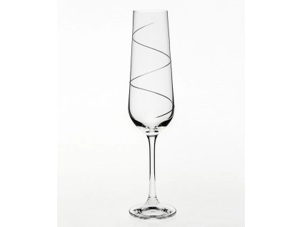 Bohemia Crystal ručně broušená sklenice na šumivé víno Sandra (motiv spirála) 200ml