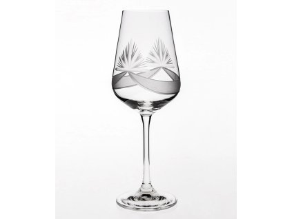 Bohemia Crystal ručně broušená sklenice na bílé víno Sandra (motiv půlměsíc) 250ml