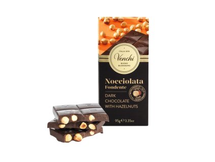 Venchi hořká čokoláda s lískovými ořechy Piemonte (Nocciolata Fondente) 60% 95g
