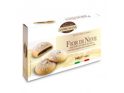 Ambrosiana Fior di Neve sušenky s kakao-lískooříškovou náplní 140g.