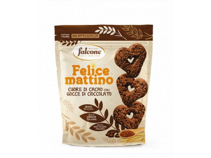 Falcone Sušenky Felice mattino, srdíčka kakaové s kousky čokolády 500g