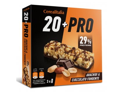 Cerealitalia 20+PRO arašídové tyčinky s čokoládou 114g (3x38g)