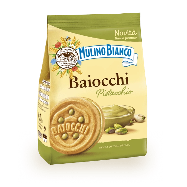 Mulino Bianco Baiocchi s pistáciovým krémem (con Crema al Pistacchio) 240g