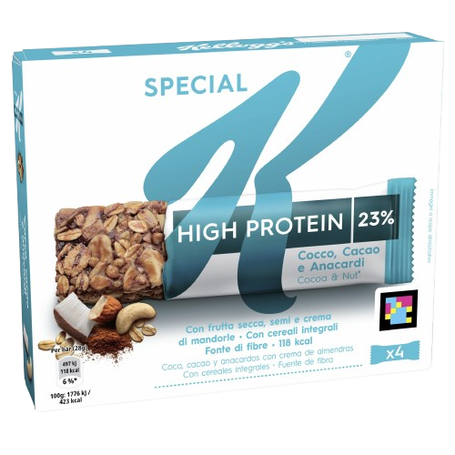 Kellogg's proteinová tyčinka kokos, kakao, kešu (Special K Barrette Protein cocco, cacao 4x28g) 112g