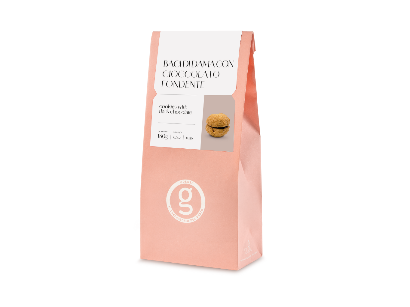 Golosi mandlovo-lískové sušenky s hořkou čokoládo (Baci di Dama Classici) 180g