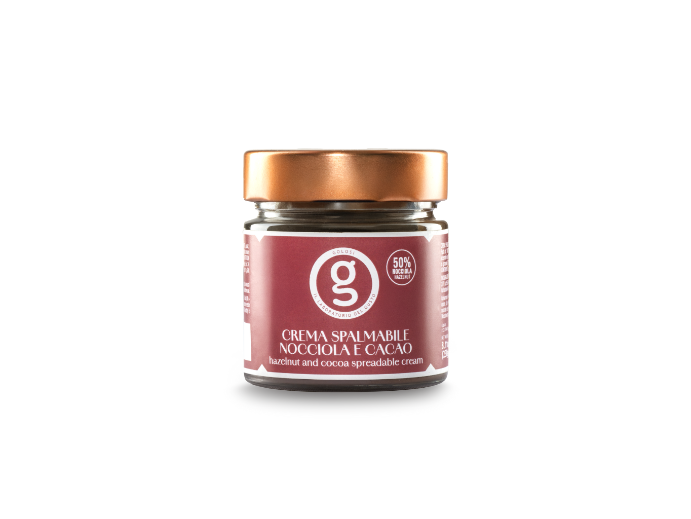 Golosi lískooříškový krém 50% s kakaem (Crema spalmabile alla nocciola) 180g