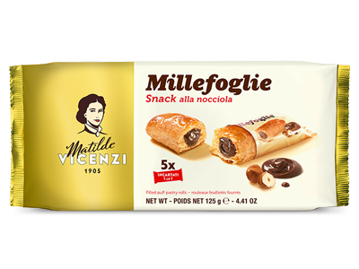 Vicenzi Millefoglie s lísko-oříškovým krémem (crema alla nocciola 5x25g) 125g