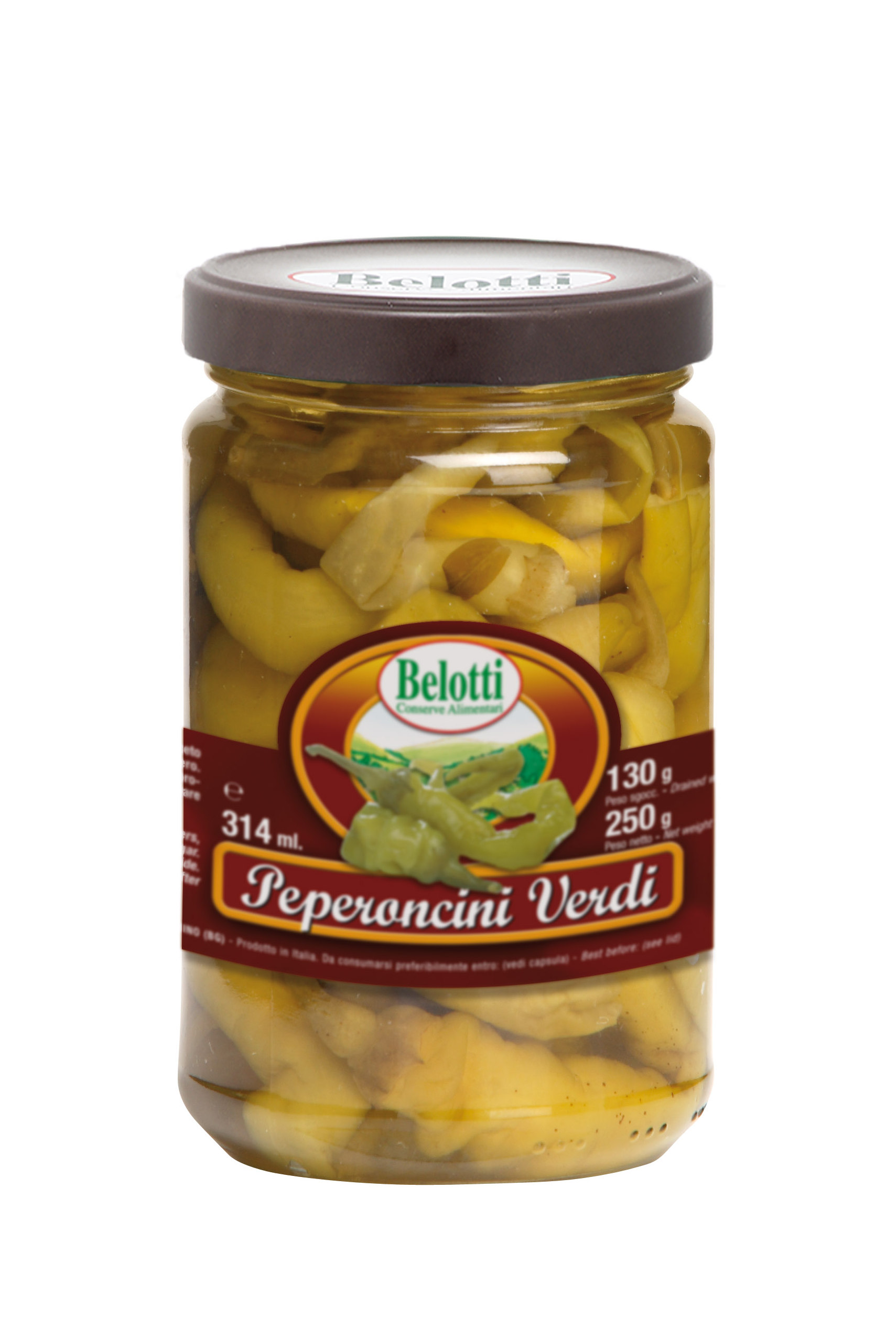 Belotti Zelené chilli papričky (Peperoncini Verdi) 314ml