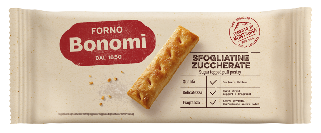 Bonomi Sfogliatine zuccherate - sladké tyčinky z listového těsta s cukrovou polevou 135g