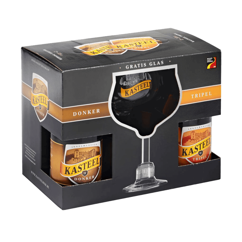 Van Honsebrouck Kasteel Donker + Tripel dárkový set 4x0,33l + sklenice