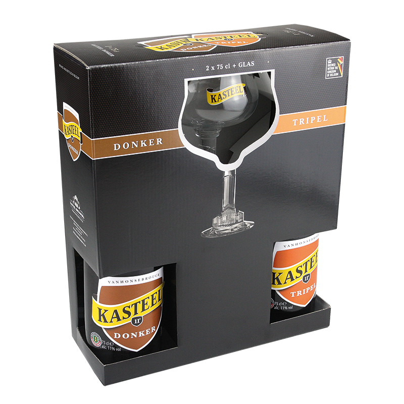 Van Honsebrouck Kasteel Donker + Tripel dárkový set 2x0,75 + sklenice, 22°, alc 11%