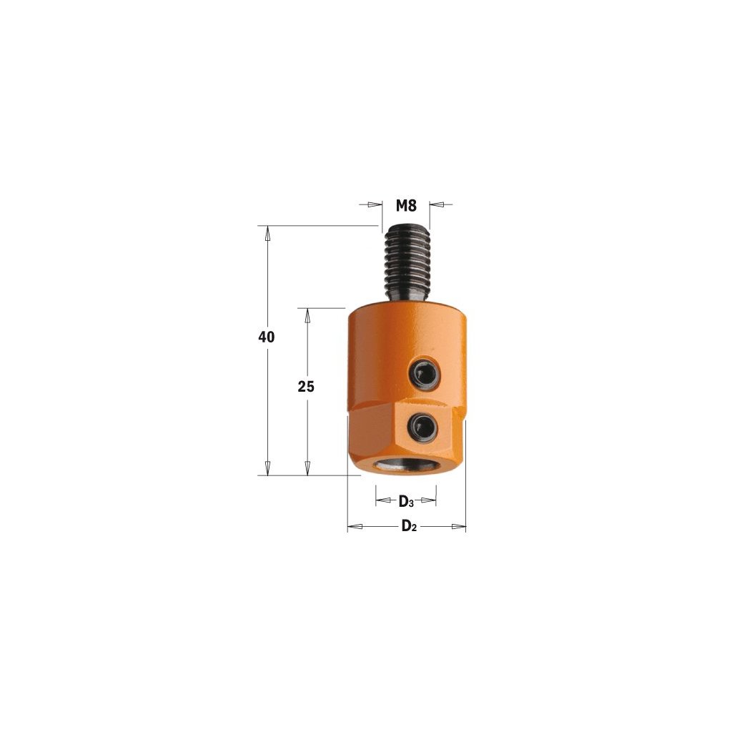 CMT 301 Redukční hlavička pro vrták (D3=10; D2=19,5; S=M8; RH)