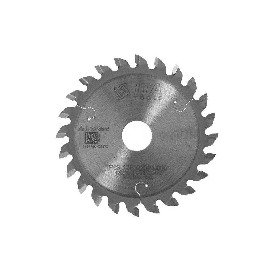 ITA P36 - Předřezový kónický kotouč pro formátovací pilu (D=120; F=22; PH=-; Z=24; K=3,1-4,4; P=2,2; SNS)