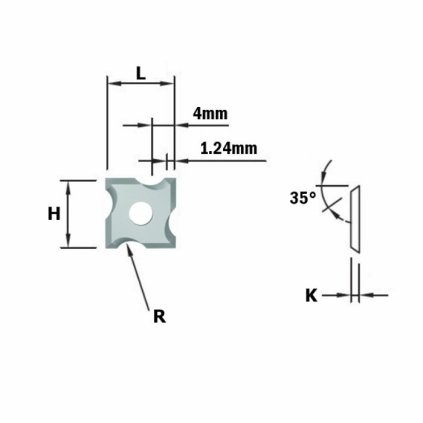 ITA HWM Oboustranný nůž pro břitovou frézu (L=0; H='0,0; K=0; R=1,5)