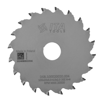 ITA DSB - DIA Předřezový kónický kotouč pro formátovací pilu (D=100; F=20; PH=-; Z=20; K=3,0-4,0; P=2,5; T (KONICKÝ); H=4)