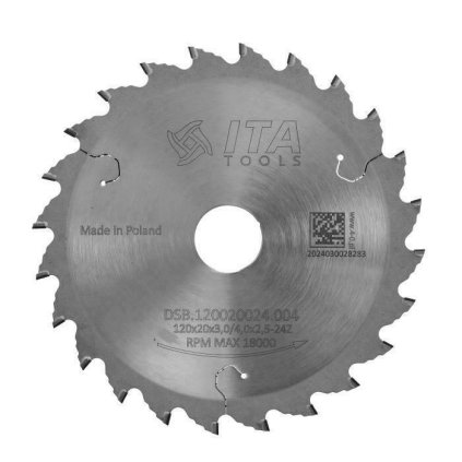 ITA DSB - DIA Předřezový kónický kotouč pro formátovací pilu (D=120; F=20; PH=-; Z=24; K=3,0-4,0; P=2,5; T (KONICKÝ); H=4)