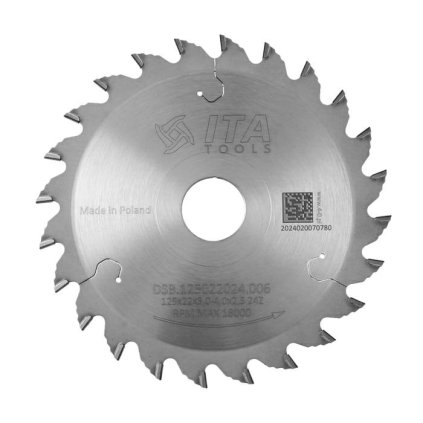 ITA DSB - DIA Předřezový kónický kotouč pro formátovací pilu (D=125; F=22; PH=-; Z=24; K=3,0-4,0; P=2,5; T (KONICKÝ); H=6)
