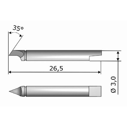 ITA Kulatý nůž HM (L=26,5; d=3; hloubka stříhání=1;)
