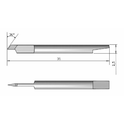 ITA Kulatý nůž HM (L=31; d=2,5; hloubka stříhání='0,25)