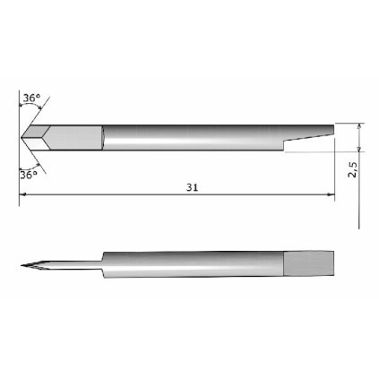 ITA Kulatý nůž HM (L=31; d=2,5; hloubka stříhání='0,25)