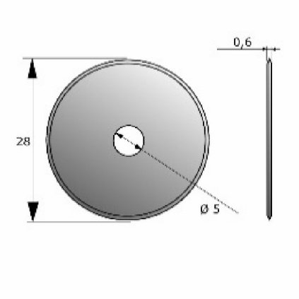 ITA Oválný nůž HM (D=28; F=5; T=0,6; hloubka stříhání=1)