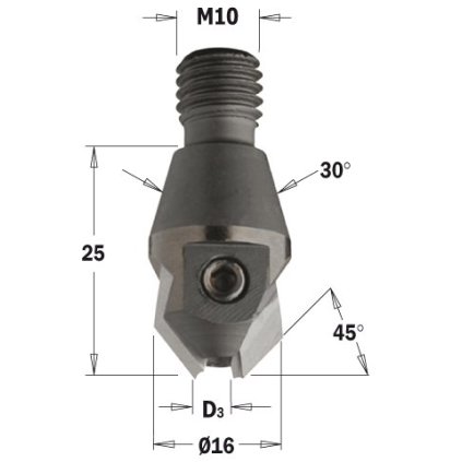 CMT 351 45° Záhlubníky se závitovou stopkou M10 (D=3; S=M10; LH)