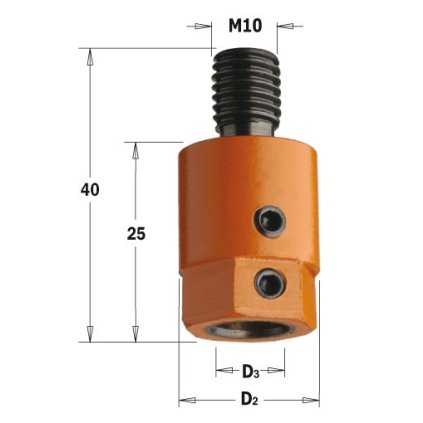 CMT 302 Redukční hlavička pro vrták (D3=10; D2=19,5; S=M10; LH;)