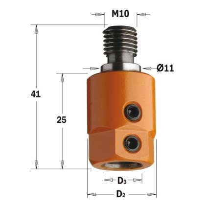 CMT 358 Redukční hlavička pro vrták (D3=8; D2=16; S=M8/9; RH)