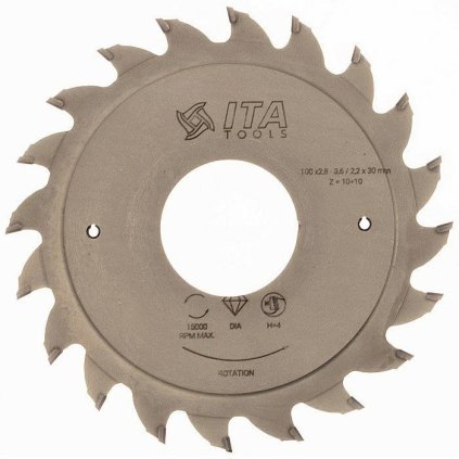 ITA DSC - DIA Předřezový skládaný kotouč pro formátovací pilu (D=100; F=30; PH=; Z=10+10; K=2,8-3,6; P=2,2; ; H=4)