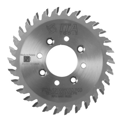 ITA PDA - Pilový kotouč pro CNC drážkovací agregát (D=120; F=35; PH=4/M5/50 LH + 4/M5/50 RH; Z=30; K=4,0; P=2,8; PR)