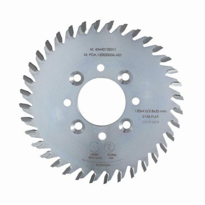 ITA PDA - Pilový kotouč pro CNC drážkovací agregát (D=120; F=35; PH=4/M5/50 LH + 4/M5/50 RH; Z=36; K=4; P=2,8; PR)