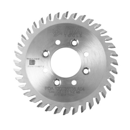 ITA PDA - Pilový kotouč pro CNC drážkovací agregát (D=120; F=35; PH=4/M5/50 LH + 4/M5/50 RH; Z=36; K=3,5; P=2,5; NS)