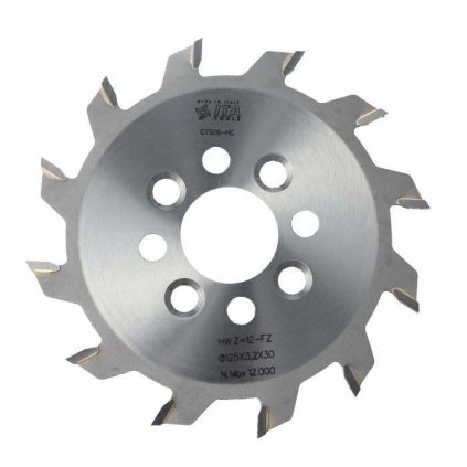 ITA PDA - Pilový kotouč pro CNC drážkovací agregát (D=125; F=30; PH=4/M6/48 LH + 4/M6/48 RH; Z=12; K=3,2; P=2,2; PR)