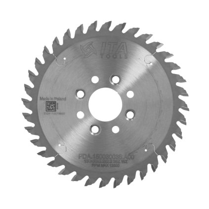 ITA PDA - Pilový kotouč pro CNC drážkovací agregát (D=150; F=30; PH=4/M6/48 LH + 4/M6/48 RH; Z=36; K=3,2; P=2,2; NS)