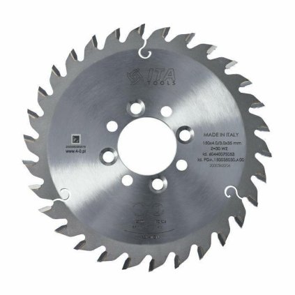 ITA PDA - Pilový kotouč pro CNC drážkovací agregát (D=150; F=35; PH=4/M6/48 LH + 4/M6/48 RH; Z=30; K=4,0; P=3; NS)