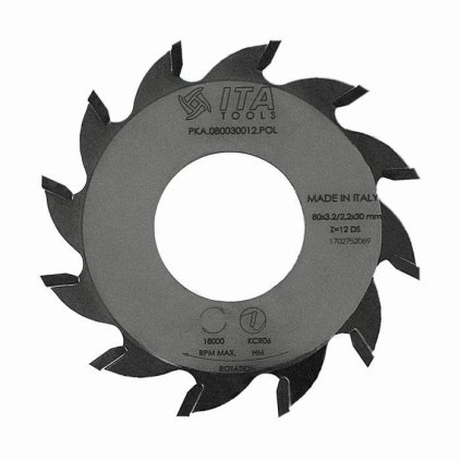 ITA PKA - Kapovací pilový kotouč pro olepovačky hran (D=80; F=30; PH=-; Z=12; K=3,2; P=2,2; L)