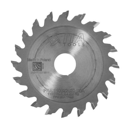 ITA PKA - Kapovací pilový kotouč pro olepovačky hran (D=110; F=22; PH=-; Z=20; K=3.6; P=2,4; NS)